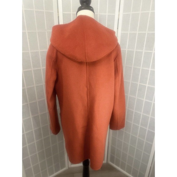$200 J JILL BURNT ORANGE HOODED WINTER COAT TOGGLE CLOSURE WOOL BLEND SIZE SMALL - Picture 13 of 16